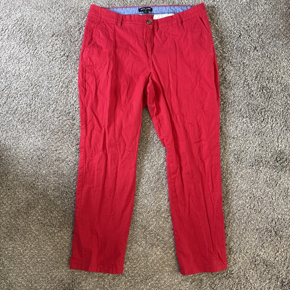 Nautica Jeans Women's Chino Pants Red Coastal Beach Casual Size 14